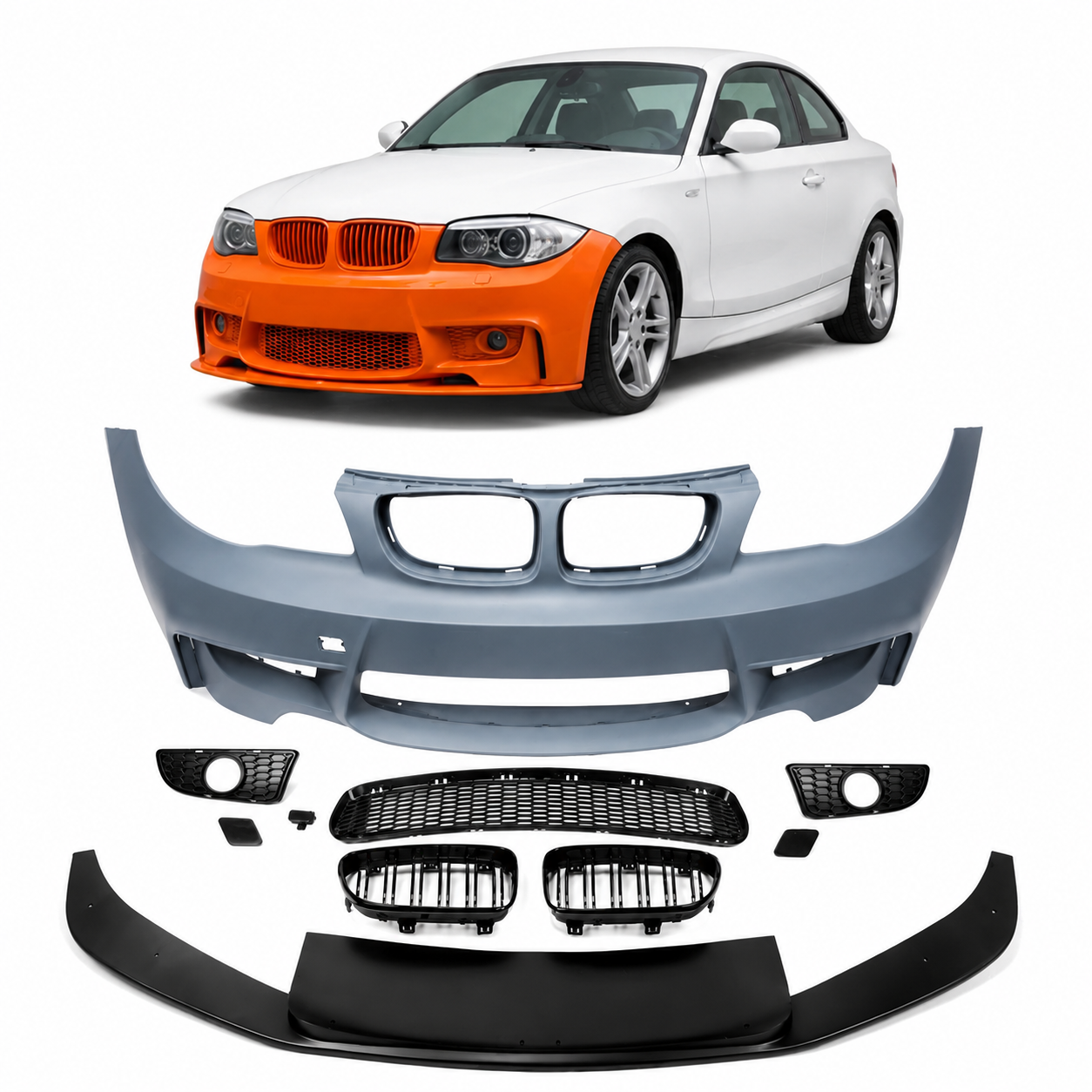 👉Paraurti anteriore con spoiler adatto per BMW Serie 1 E81 E87 E88 E82 04-11👈