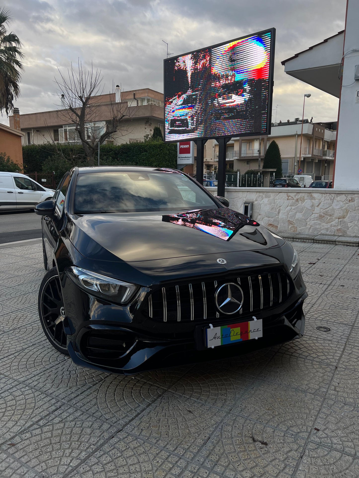 🔝PARAURTI ADATTO PER MERCEDES-BENZ CLASSE A W177 LOOK AMG A45S GRIGLIA CROMATA