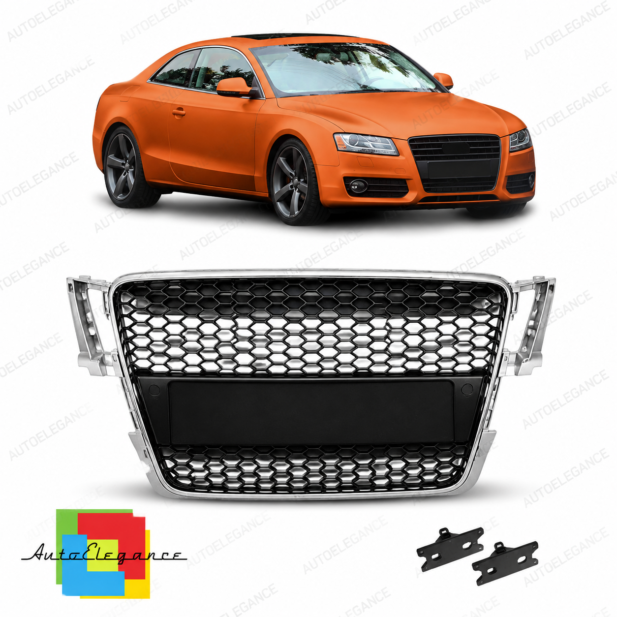 👉Griglia anteriore argento e nera adatta per Audi A5 (8T) 2007-2011👈