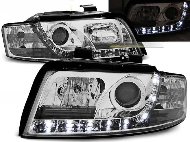 DAYLIGHT CHROME HEADLIGHTS COMPATIBLE WITH AUDI A4 10.00-10.04 