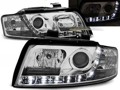 DAYLIGHT CHROME HEADLIGHTS COMPATIBLE WITH AUDI A4 10.00-10.04 