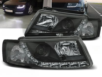 FARI ANTERIORI DAYLIGHT NERO ADATTI PER VW PASSAT 5B 3B 11.96-08.00