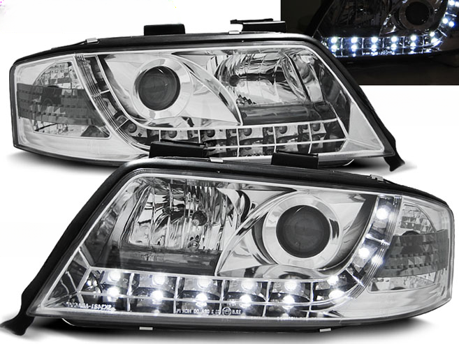 FARI ANTERIORI DAYLIGHT CHROME adatti compatibili per AUDI A6 05.97-05.01