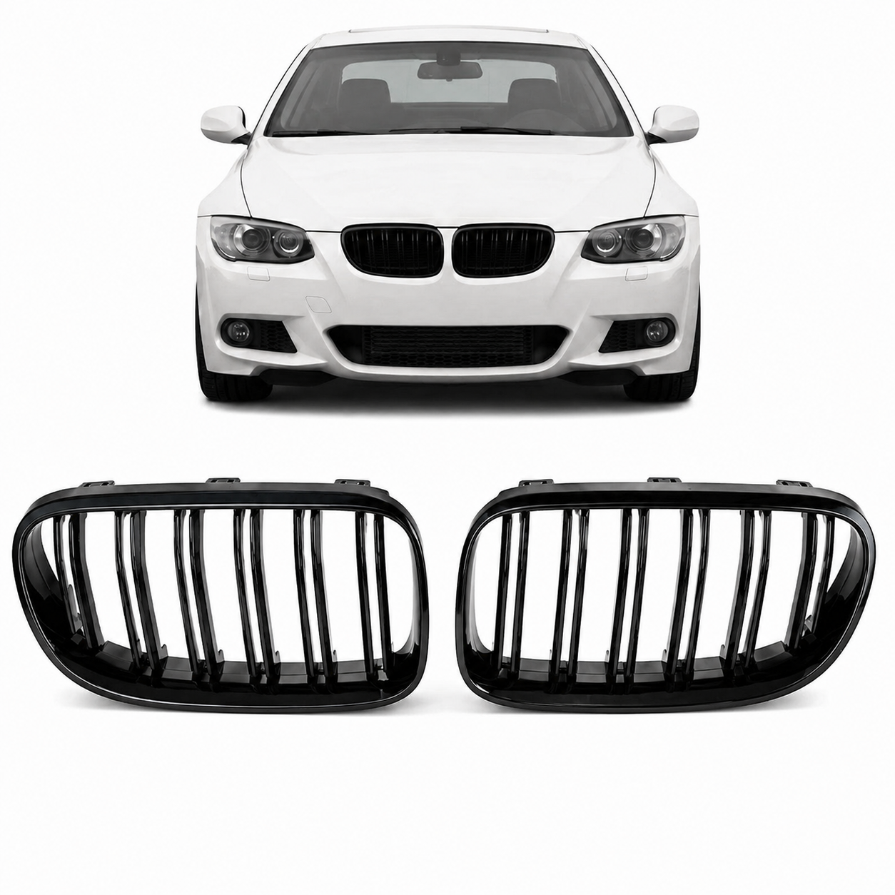👉Griglia Anteriore Nero Lucido Doppia Linea adatto per BMW3 E92 E93 2010-2013👈