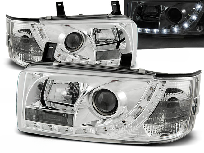 FARI ANTERIORI DAYLIGHT CHROME ADATTI COMPATIBILI PER VW T4 90-03.03 TRANSPORTER