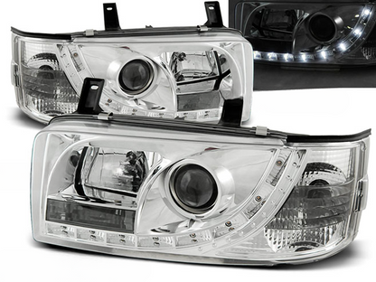 FARI ANTERIORI DAYLIGHT CHROME ADATTI COMPATIBILI PER VW T4 90-03.03 TRANSPORTER