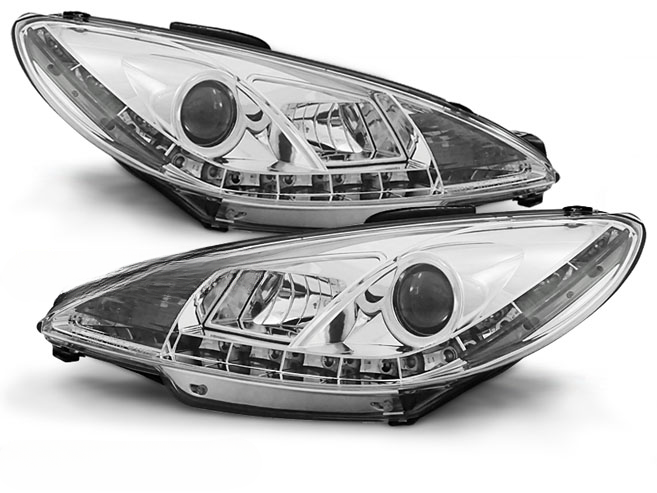 FARI DAYLIGHT CROMATI ADATTI COMPATIBILI PER PEUGEOT 206 10.98-02