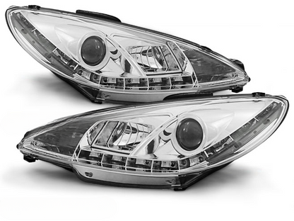 FARI DAYLIGHT CROMATI ADATTI COMPATIBILI PER PEUGEOT 206 10.98-02