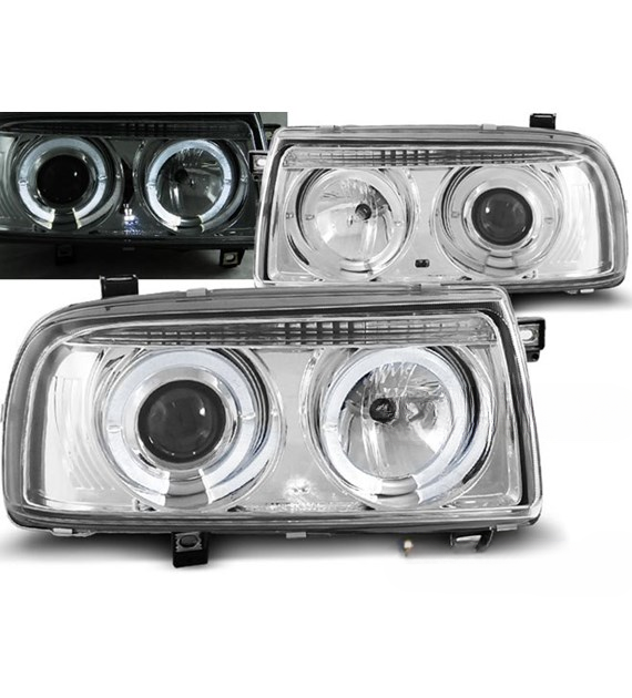💕 Fari Anteriori Adatto per VW Vento 1992-1998 Angel Eyes Cromati 💕