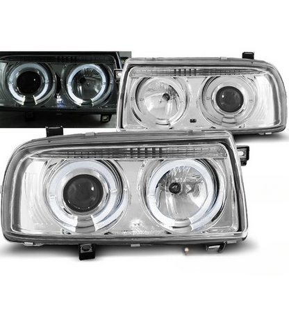 💕 Fari Anteriori Adatto per VW Vento 1992-1998 Angel Eyes Cromati 💕