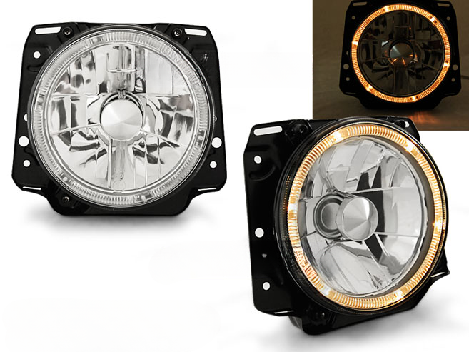 FARI ANTERIORI ANGEL EYES CROMATI per VW GOLF II 2 08.83-08.91