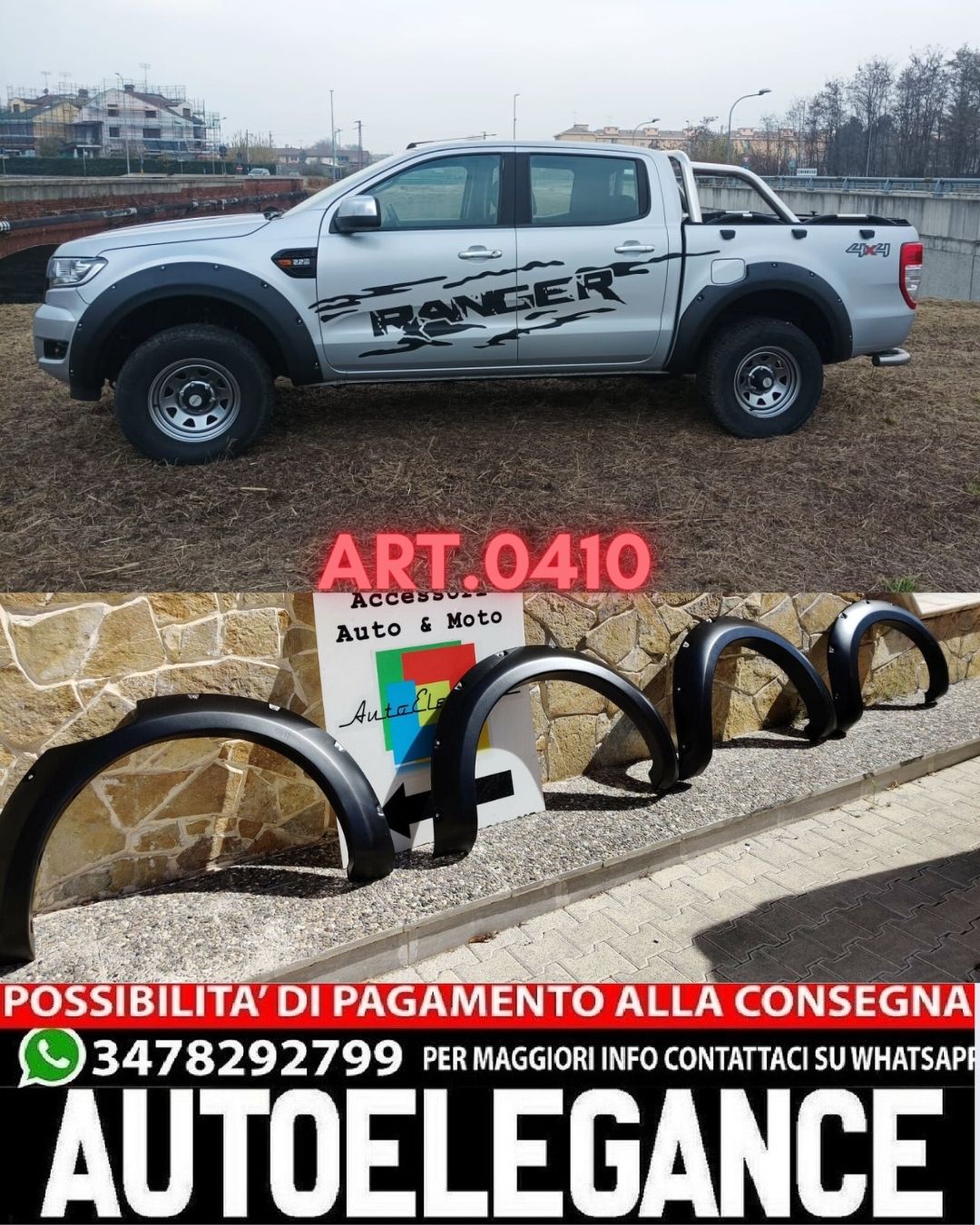 PARAFANGHI ALLARGATI ADATTI PER FORD RANGER T6 T7 T8 2012-2020 LOOK SPORTIVO