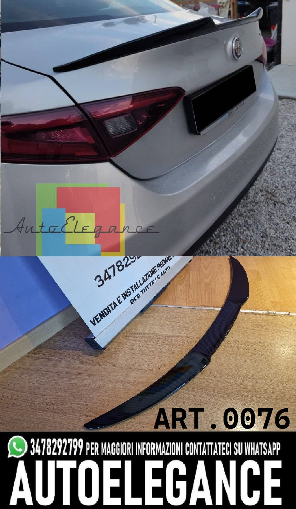 SPOILER COFANO ADATTO PER ALFA ROMEO GIULIA 2015-2021 DESING SPORTIVO Carbon Look