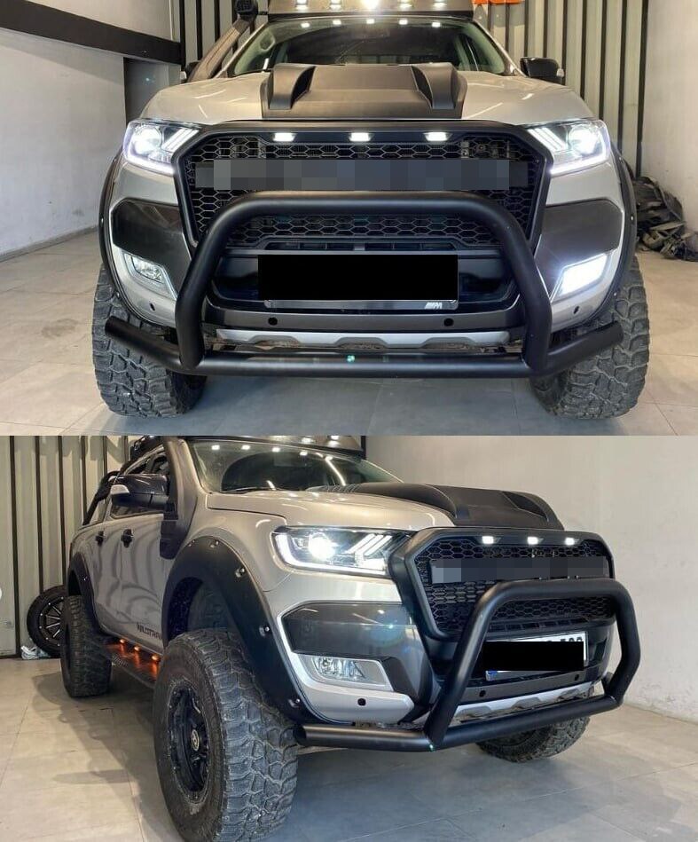 GRILLE SUITABLE FOR FORD RANGER T6 2015-2018 MATT BLACK + LED SPORT LOOK