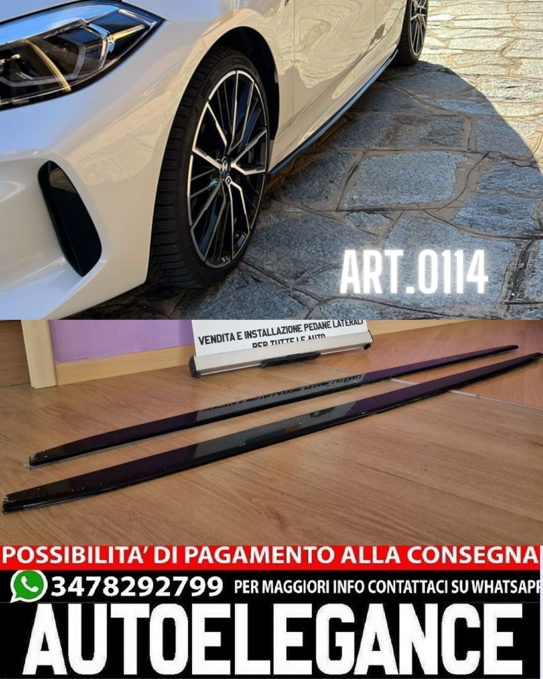 SOTTO MINIGONNE ADATTE PER BMW SERIE 1 F40 M SPORT ABS LOOK NERO LUCIDO