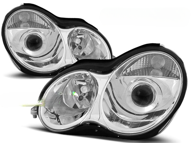 CHROME HEADLIGHTS for MERCEDES W203 C-Class 07.00-03.04 
