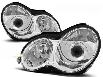 CHROME HEADLIGHTS for MERCEDES W203 C-Class 07.00-03.04 