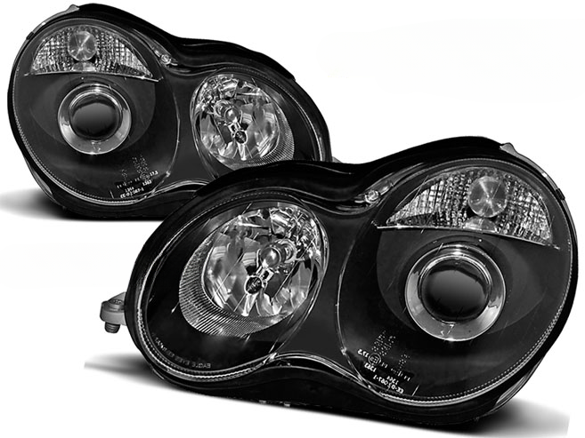 BLACK HEADLIGHTS for MERCEDES W203 C-Class 07.00-03.04 
