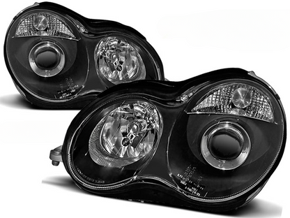 BLACK HEADLIGHTS for MERCEDES W203 C-Class 07.00-03.04 