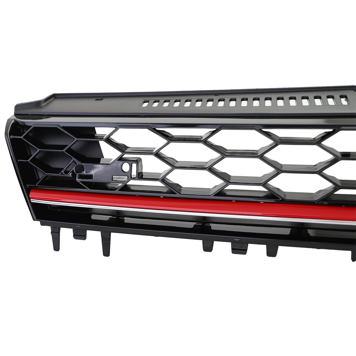 Gloss Black Honeycomb Sport Grille with Red Stripe for VW Golf 7 12-17 GTI