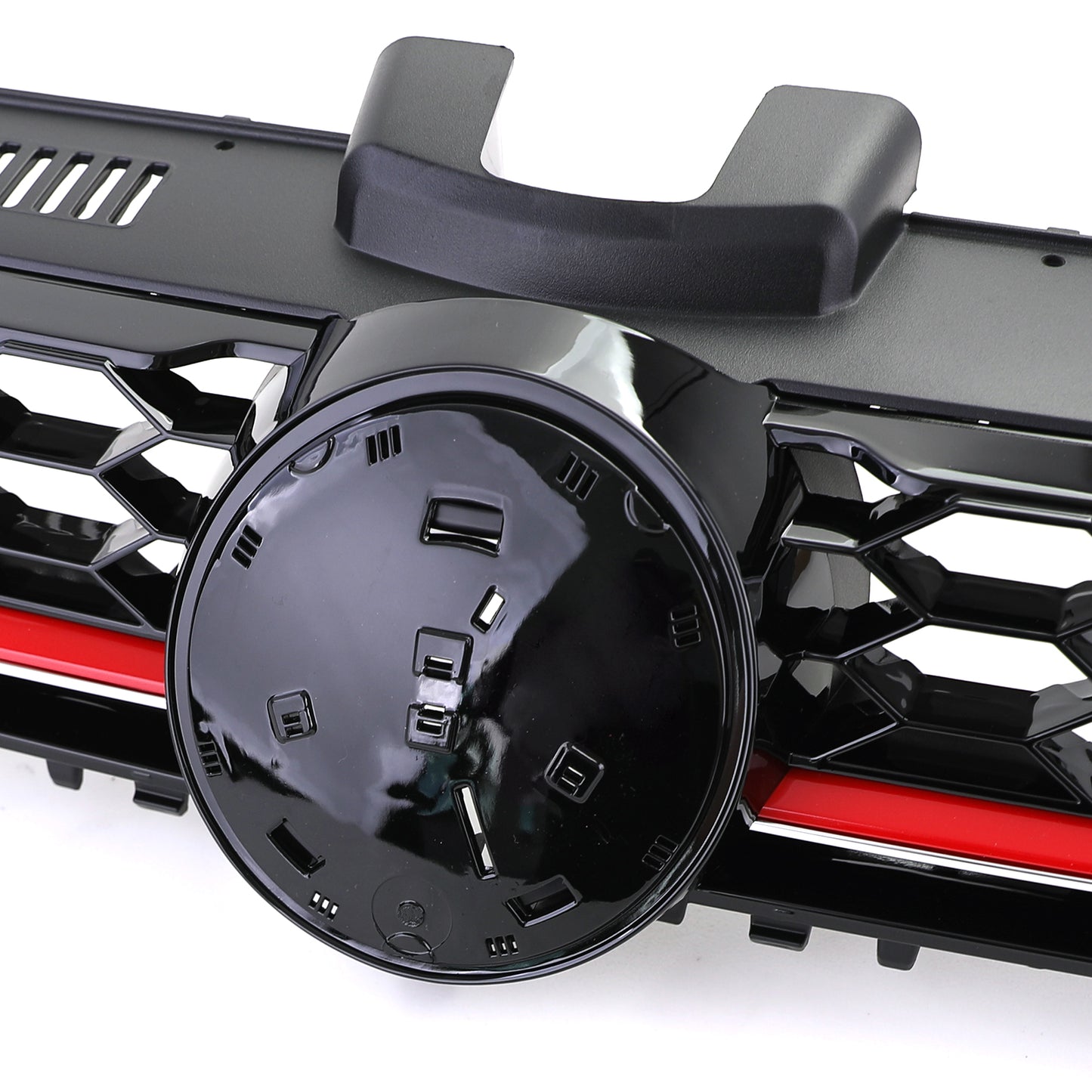 Gloss Black Honeycomb Sport Grille with Red Stripe for VW Golf 7 12-17 GTI