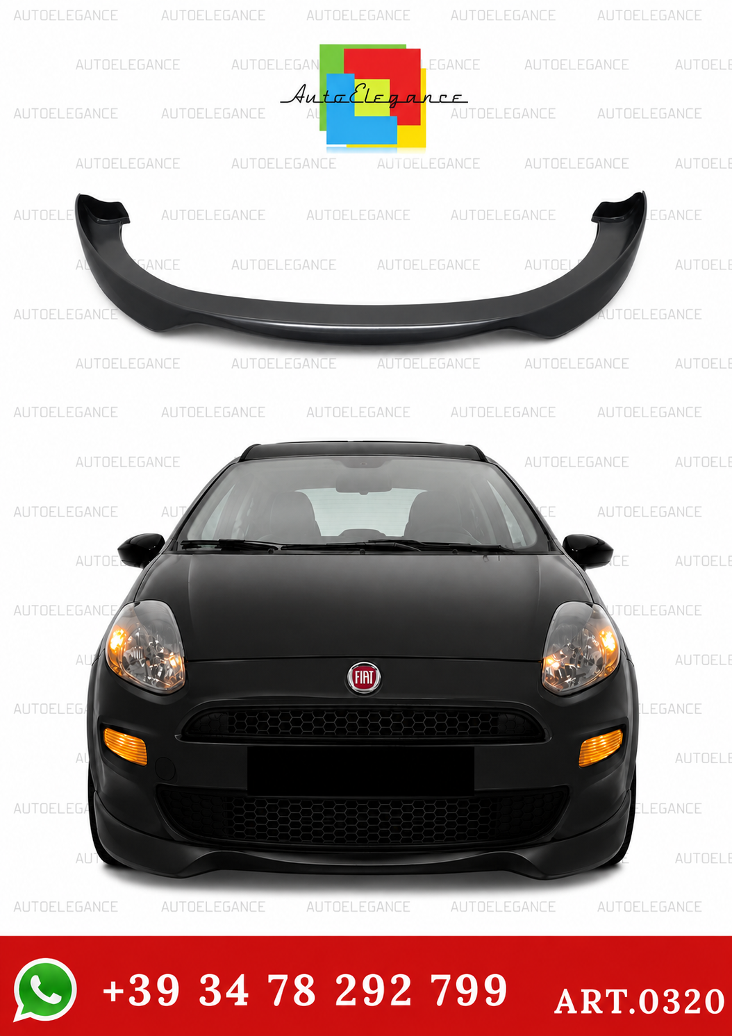 💫ART.0320 SPLITTER ANTERIORE GREZZO PER FIAT PUNTO EVO 08-12 ABS💫
