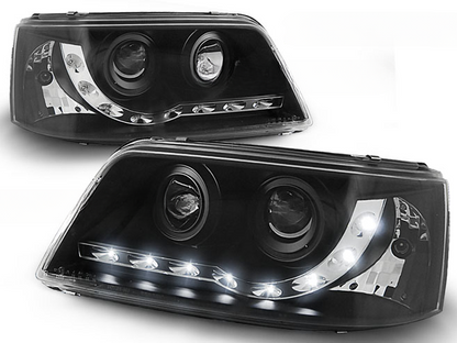 FARI ANTERIORI DAYLIGHT BLACK ADATTI PER TRANSPORTER VW T5 04.03-08.09