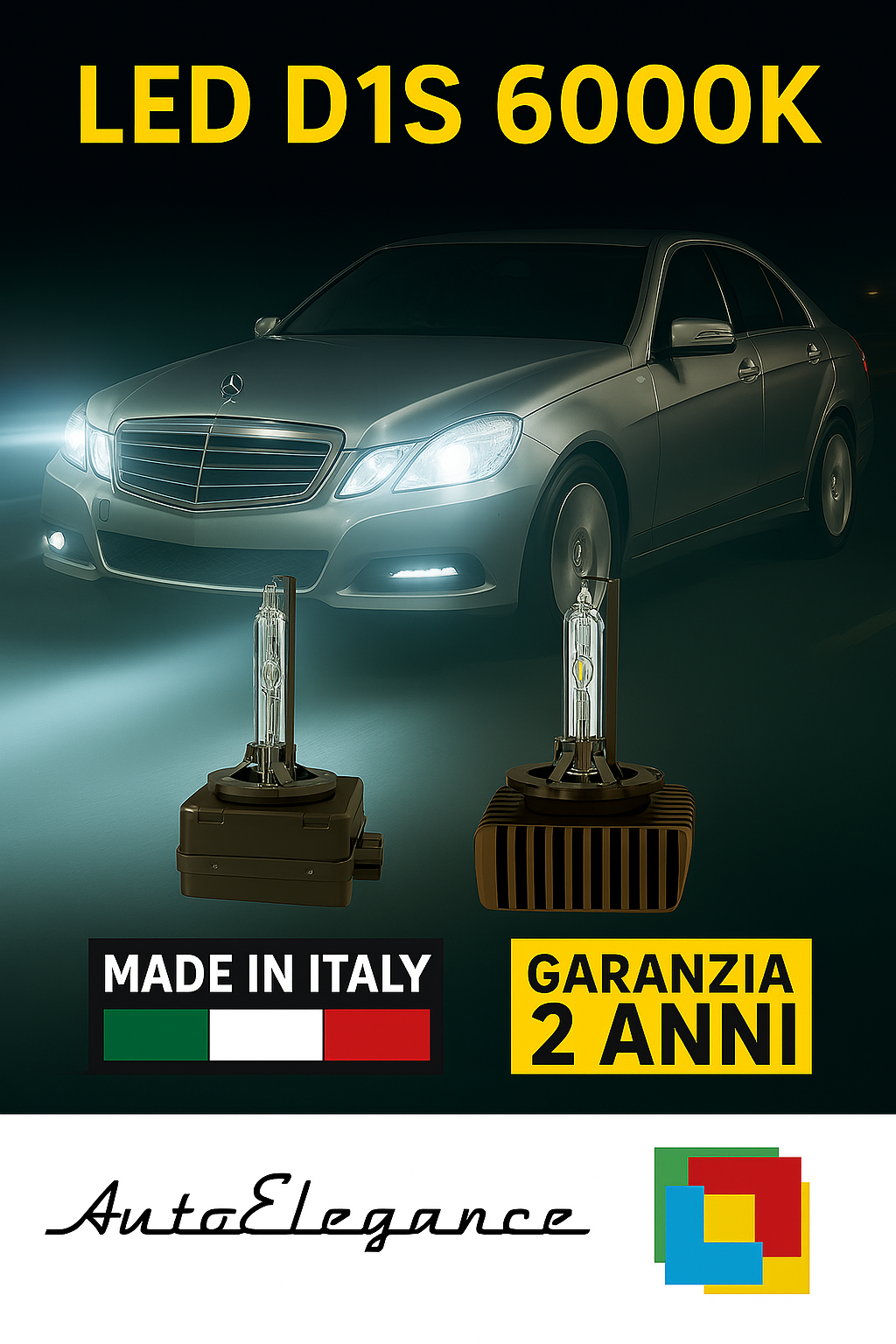 ❤️ KIT LED D1S 6000K BIANCO GHIACCIO ANABBAGLIANTI PER  MERCEDES CLASSE E  ❤️