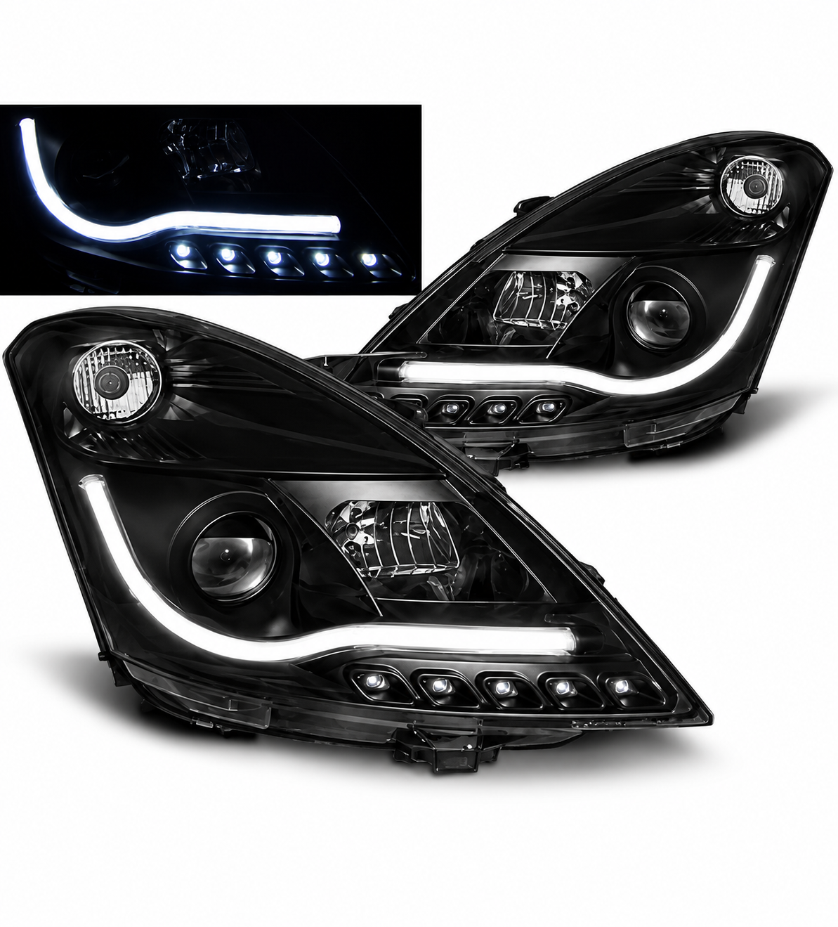 💕 Fari Anteriori Adatti per Suzuki Swift V 10-16 Tube Light LED Neri 💕