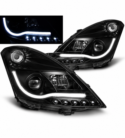 💕 Fari Anteriori Adatti per Suzuki Swift V 10-16 Tube Light LED Neri 💕