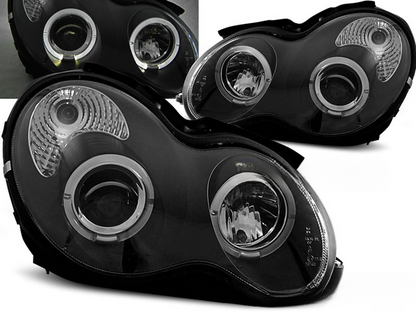 FARI ANTERIORI ANGEL EYES NERO per MERCEDES W203 Classe C 07.00-03.04