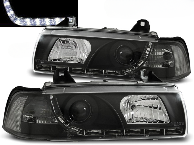 FARI ANTERIORI DAYLIGHT BLACK adatti compatibili per BMW E36 12.90-08.99