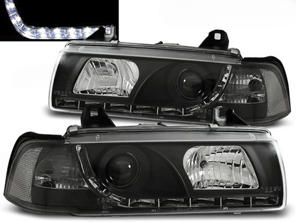 FARI ANTERIORI DAYLIGHT BLACK adatti compatibili per BMW E36 12.90-08.99