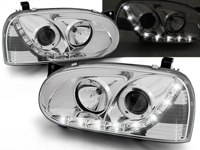 FARI ANTERIORI DAYLIGHT CHROME per VW GOLF 3 91-97