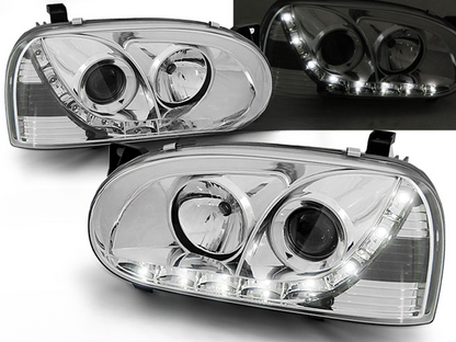 FARI ANTERIORI DAYLIGHT CHROME per VW GOLF 3 91-97