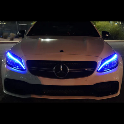 💫ART.7339 FARI ANTERIORI TRU DRL NERI per MERCEDES W205 2014-2018💫