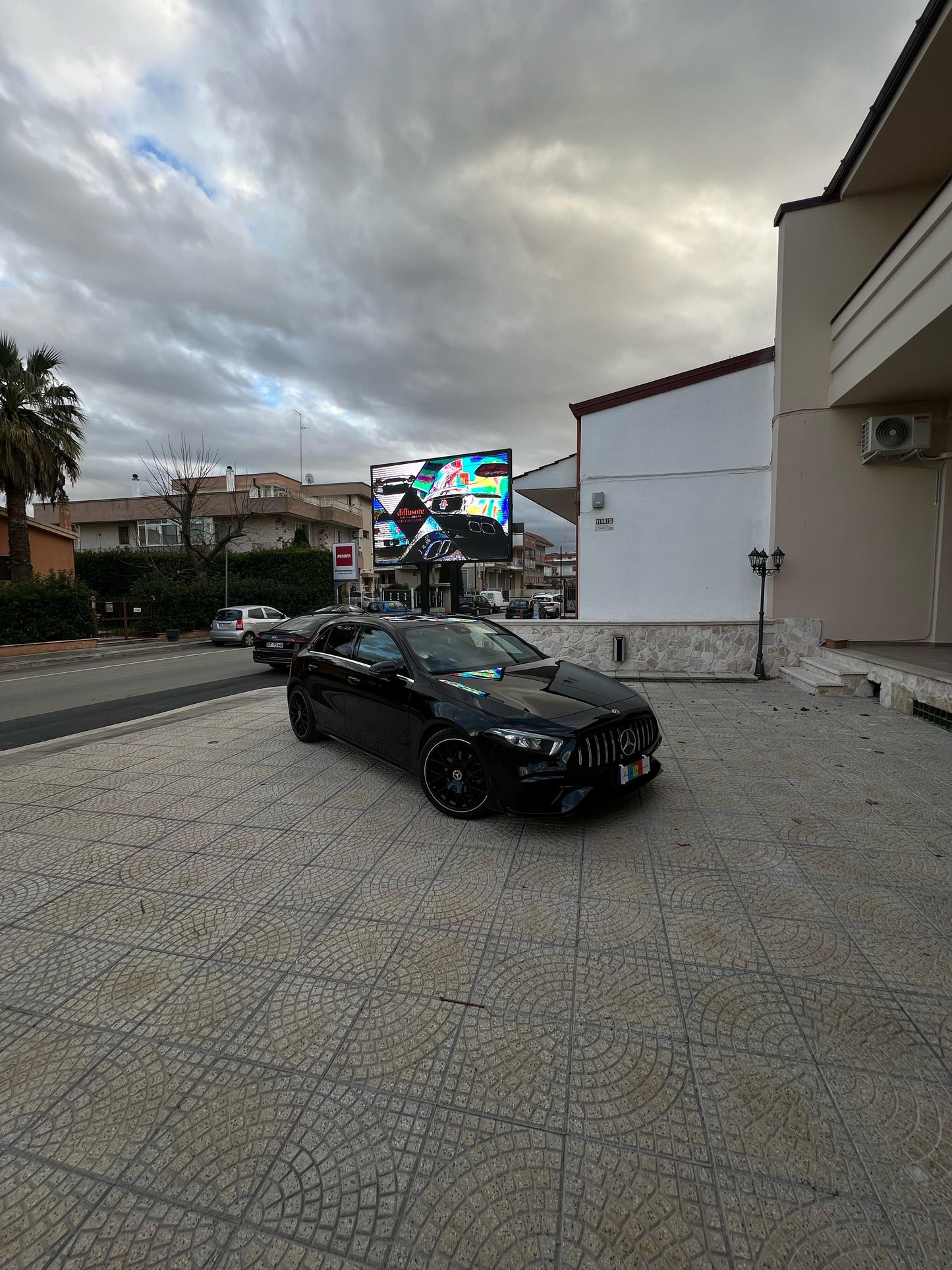 🔝PARAURTI ADATTO PER MERCEDES-BENZ CLASSE A W177 LOOK AMG A45S GRIGLIA CROMATA