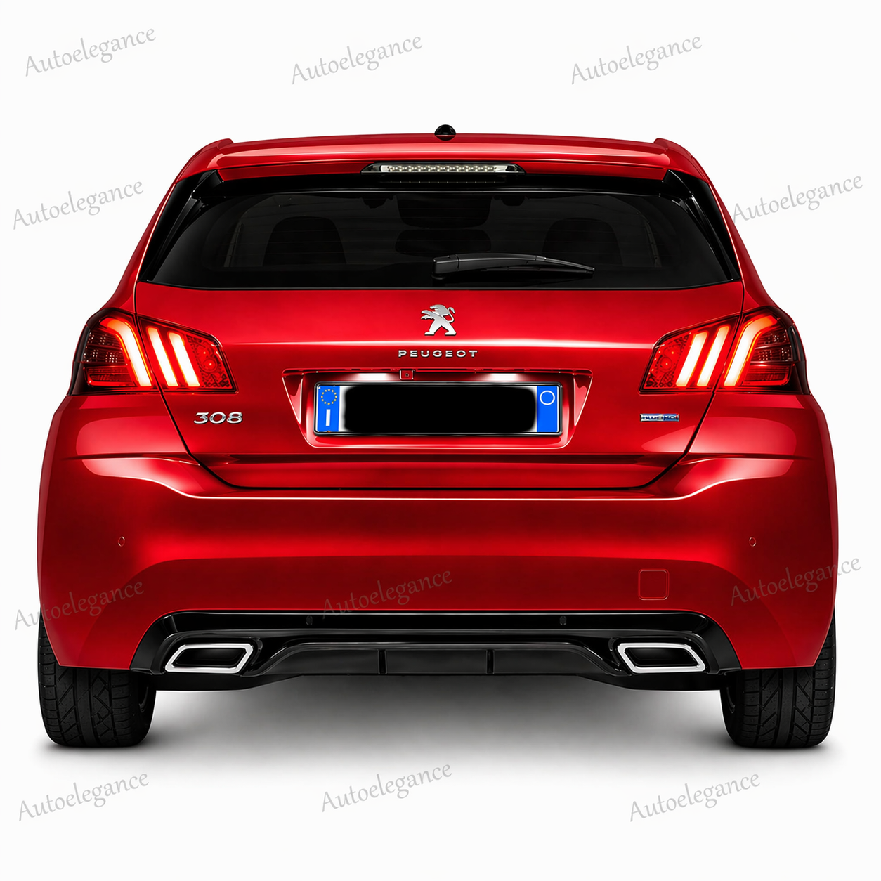 🔥ART.9544 DIFFUSORE PEUGEOT 308 II 5 PORTE 13-21 NERO LUCIDO TERMINALI OVALI🔥