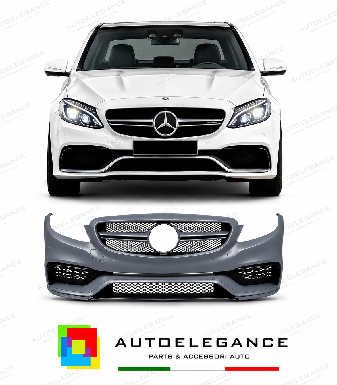 PARAURTI ANTERIORE MERCEDES CLASSE C W205 14-18 LOOK AMG GRIGLIA