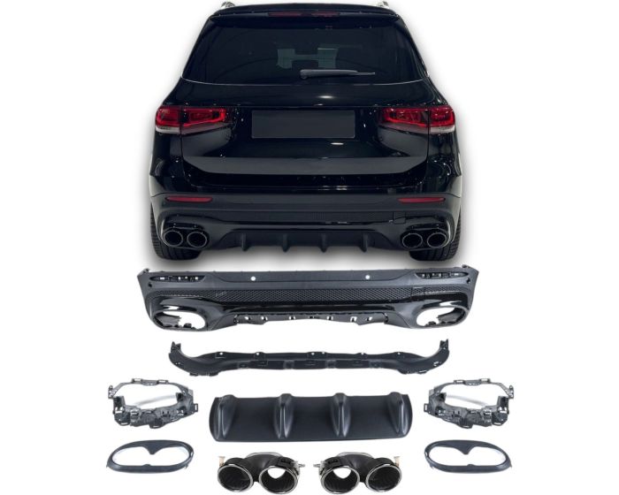 💕Diffusore + terminali di scarico 2x2 NERO per Mercedes X247 CLASSE GLB💕