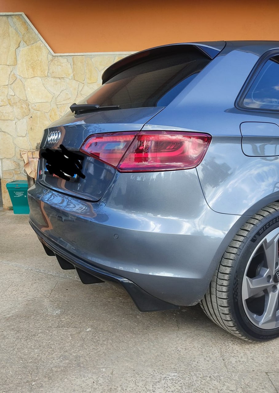 ✨DIFFUSORE ADATTO PER AUDI A3 8V LOOK RS3 12-16 LOOOK NERO LUCIDO 2SX SPORTIVO✨