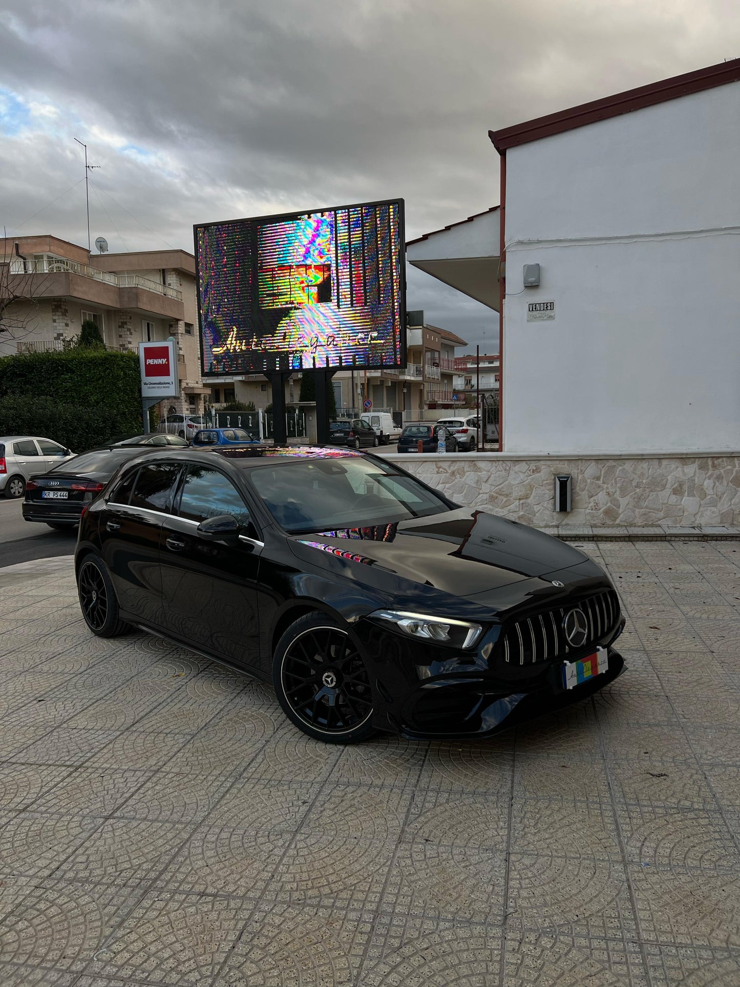 🔝PARAURTI ADATTO PER MERCEDES-BENZ CLASSE A W177 LOOK AMG A45S GRIGLIA CROMATA