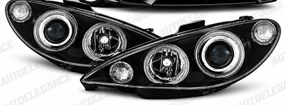 ART.11099 FARI ANTERIORI ADATTO PER PEUGEOT 206 02- LED  NERO