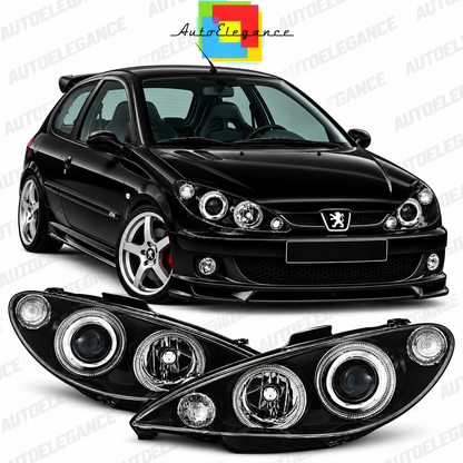 ART.11099 FARI ANTERIORI ADATTO PER PEUGEOT 206 02- LED  NERO