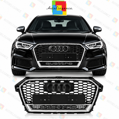 💕 ART.10645 Griglia RS1 Look Silver With Quattro adatto per  Audi A1 8X 15-19💕