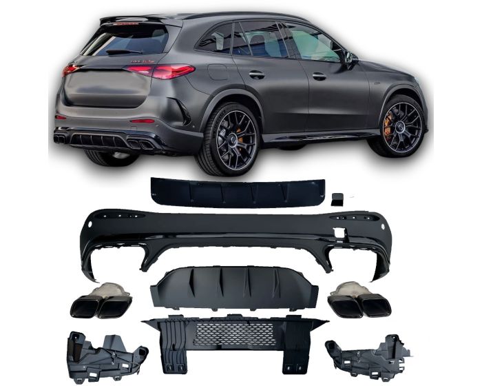 ⭐Diffusore + terminali di scarico NERO 63 AMG LOOK Adatto Per Mercedes X254 GLC⭐