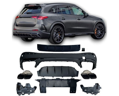 ⭐Diffusore + terminali di scarico NERO 63 AMG LOOK Adatto Per Mercedes X254 GLC⭐