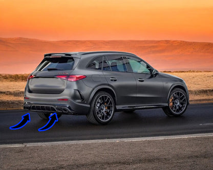 ⭐Diffusore + terminali di scarico NERO 63 AMG LOOK Adatto Per Mercedes X254 GLC⭐