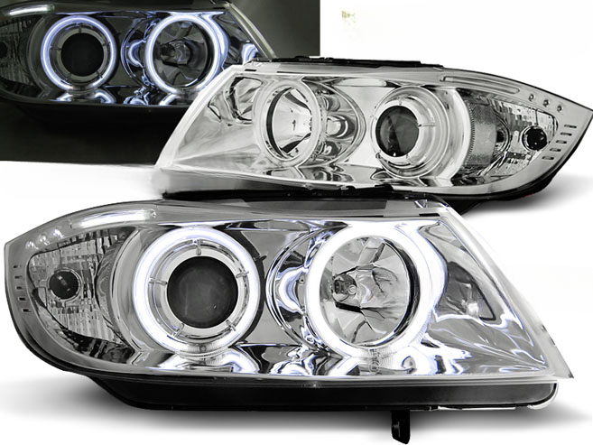 FARI ANGEL EYES CCFL CROMATI adatti compatibili per BMW E90/E91 03.05-08.08