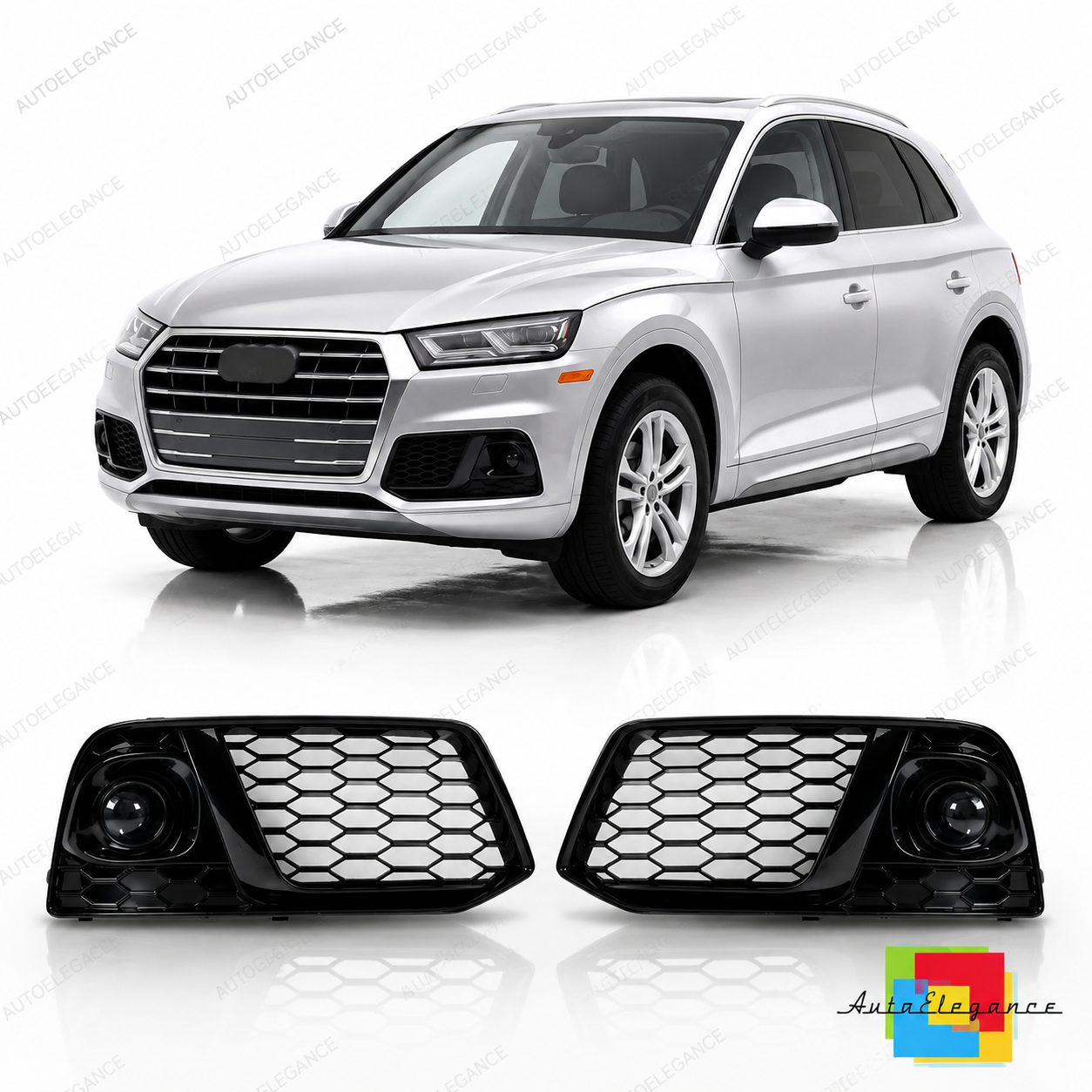 👉Coprifendinebbia Argento e Nero Lucido adatti per Audi Q5 FY 2017-2020👈 (Copia)